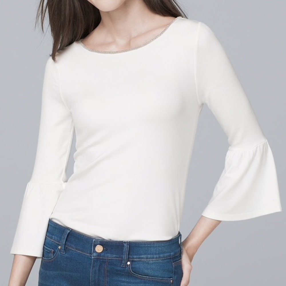 WHBM BALL CHAIN BELL SLEEVE TOP